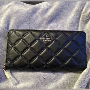 Kate Spade Natalia Smooth Quilted Leather Black Wallet - NWT
